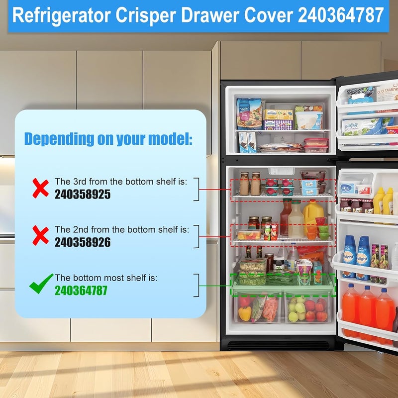 Alvar UPGRADED 240364787 Refrigerator Crisper Drawer Cover Frame Compatible with Frigidaire Crisper Drawer Replacement, Crisper Pan Cover Unit AP4432913, 240364794, FFTR1821TS0, FFTR1814TWB Crisper Drawer - Image 4